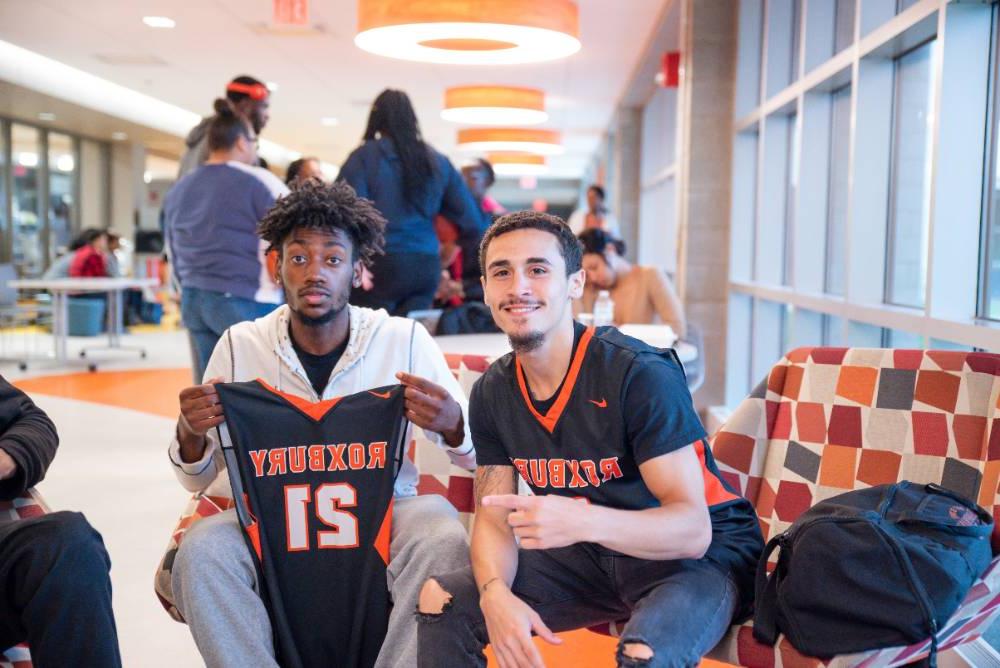 basketball students with jerseys