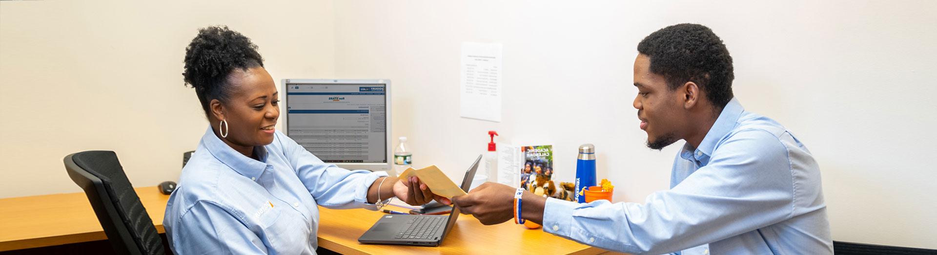 Student enrolling at Roxbury Community College