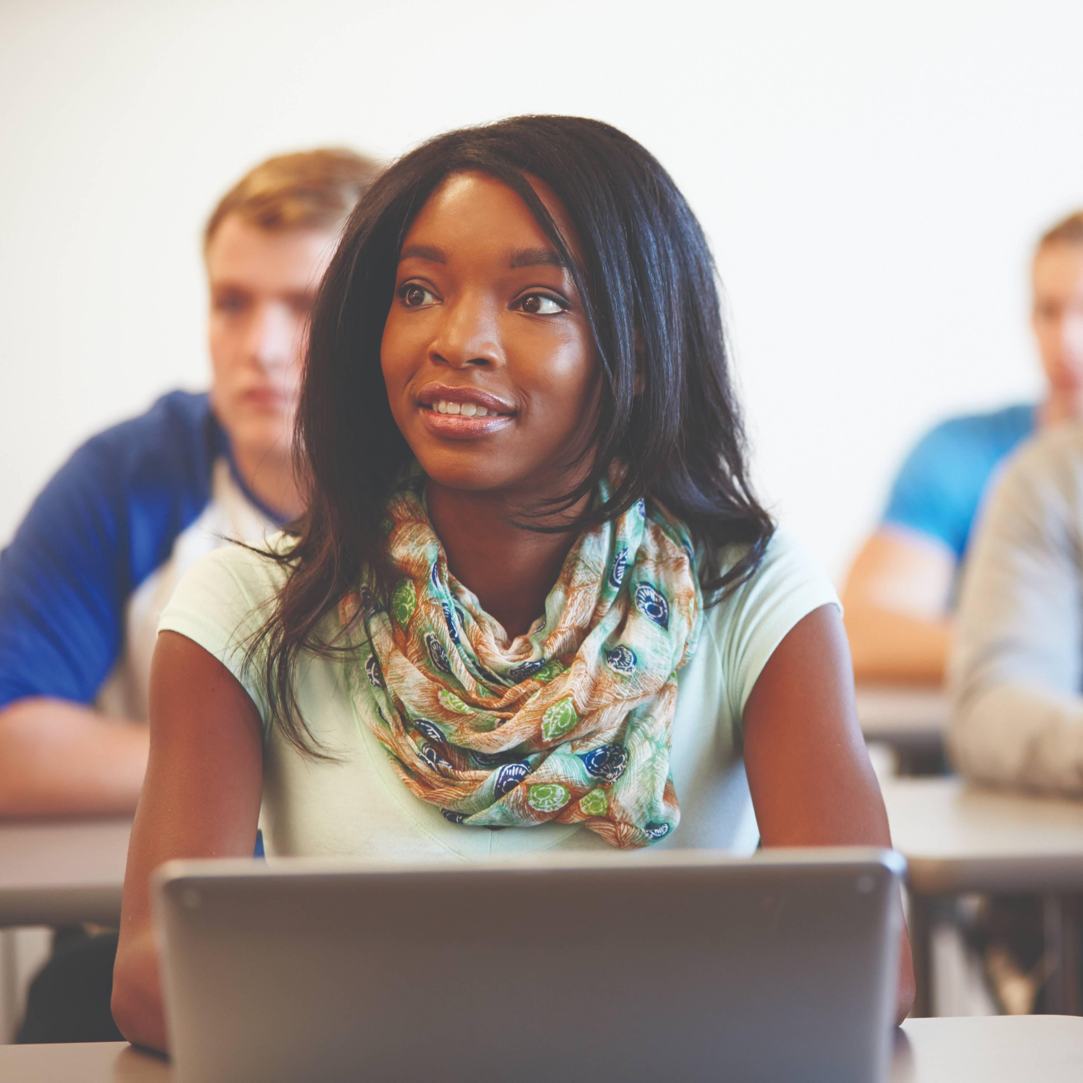 criminal justice student listening in class